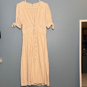 Free People- Elegant Cream Midi Dress
